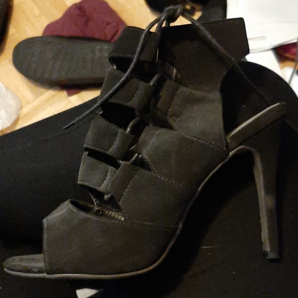 Suede lace up heels